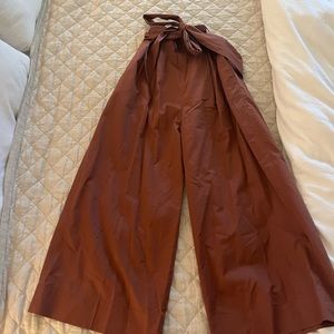 Tibi chocolate brown wide leg trouser